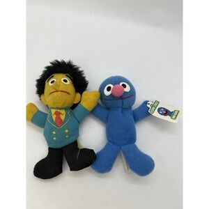Sesame Street Kelloggs Plush Mini Beans Grover Guy Smiley 4" Toy 1999 Lot Of Two